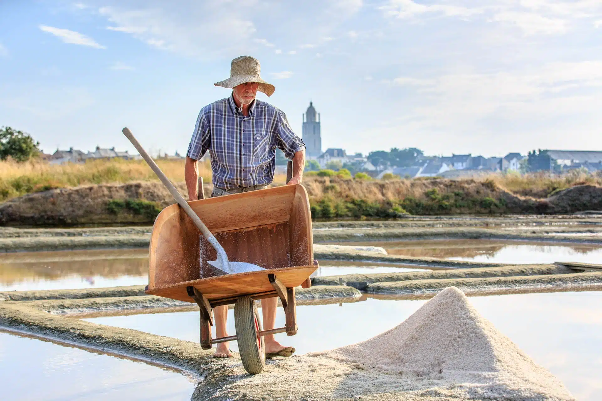 paludier jc nicole portage de la recolte du sel 2017 - Sel et Fleur de Sel de Guérande IGP